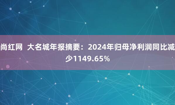 尚红网  大名城年报摘要：2024年归母净利润同比减少1149.65%