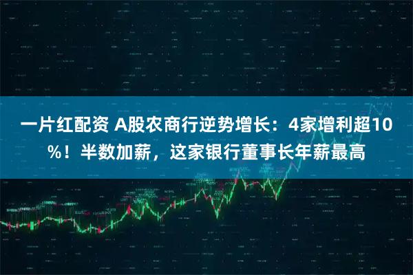 一片红配资 A股农商行逆势增长：4家增利超10%！半数加薪，这家银行董事长年薪最高