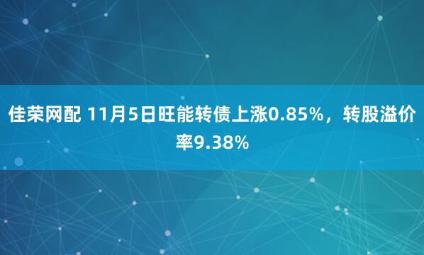 佳荣网配 11月5日旺能转债上涨0.85%，转股溢价率9.38%