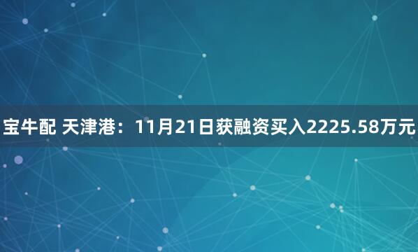 宝牛配 天津港：11月21日获融资买入2225.58万元