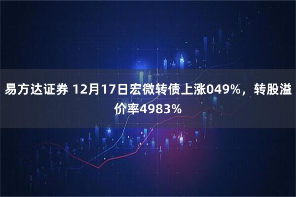 易方达证券 12月17日宏微转债上涨049%,转股溢价率4983%